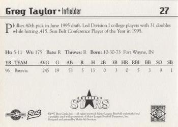 1997 Best Piedmont Boll Weevils #27 Greg Taylor Back