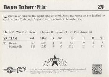 1997 Best Piedmont Boll Weevils #29 Dave Tober Back