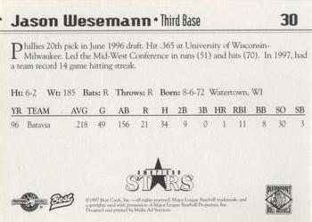1997 Best Piedmont Boll Weevils #30 Jason Wesemann Back