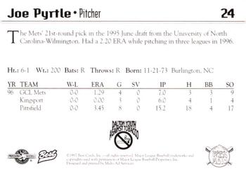1997 Best Pittsfield Mets #24 Joe Pyrtle Back