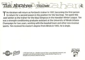 1997 Best Portland Sea Dogs #4 Tim Abraham Back