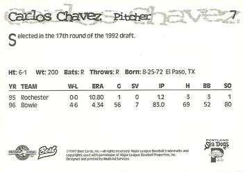 1997 Best Portland Sea Dogs #7 Carlos Chavez Back