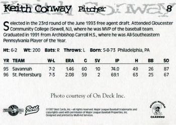 1997 Best Prince William Cannons #8 Keith Conway Back