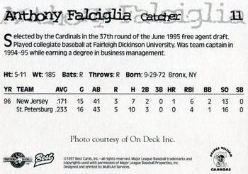 1997 Best Prince William Cannons #11 Anthony Falciglia Back