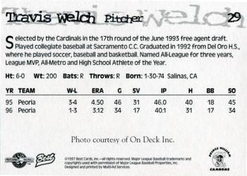 1997 Best Prince William Cannons #29 Travis Welch Back