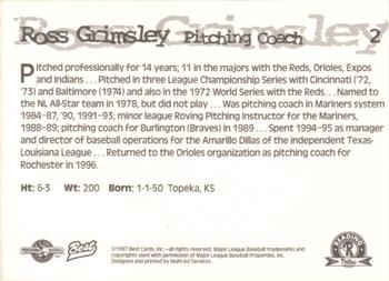1997 Best Reading Phillies #2 Ross Grimsley Back
