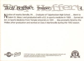 1997 Best Reading Phillies #4 Troy Hoffert Back