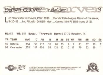 1997 Best Reading Phillies #9 Steve Carver Back