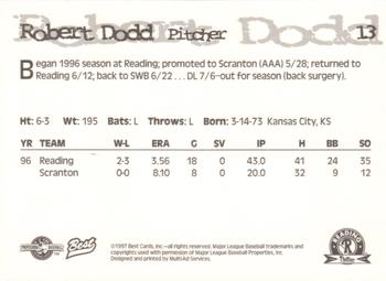 1997 Best Reading Phillies #13 Robert Dodd Back