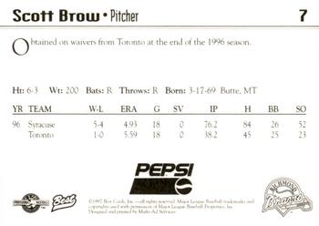 1997 Best Richmond Braves SGA #7 Scott Brow Back
