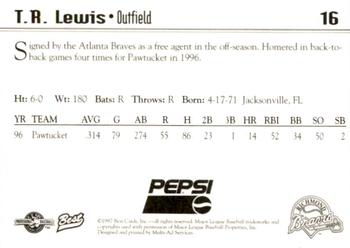 1997 Best Richmond Braves SGA #16 T.R. Lewis Back