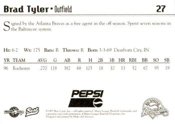 1997 Best Richmond Braves SGA #27 Brad Tyler Back