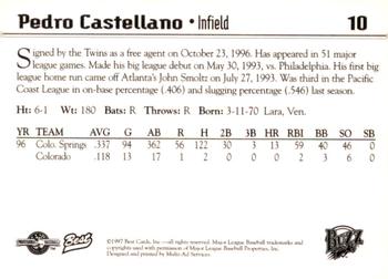 1997 Best Salt Lake Buzz #10 Pedro Castellano Back