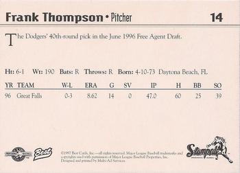 1997 Best San Bernardino Stampede #14 Frank Thompson Back