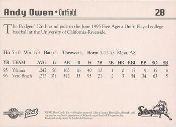 1997 Best San Bernardino Stampede #28 Andy Owen Back