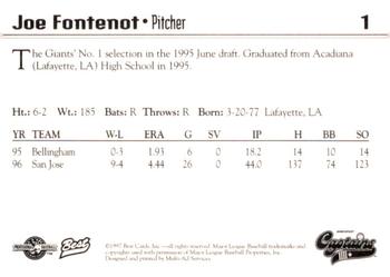 1997 Best Shreveport Captains #1 Joe Fontenot Back