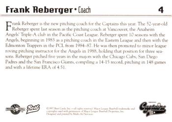 1997 Best Shreveport Captains #4 Frank Reberger Back