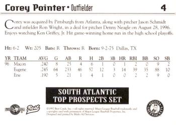 1997 Best South Atlantic League Top Prospects #4 Corey Pointer Back