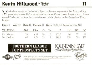 1997 Best Southern League Top Prospects #11 Kevin Millwood Back