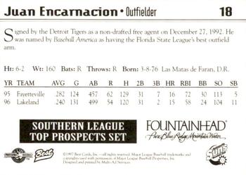 1997 Best Southern League Top Prospects #18 Juan Encarnacion Back