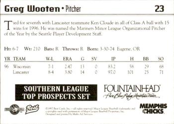 1997 Best Southern League Top Prospects #23 Greg Wooten Back