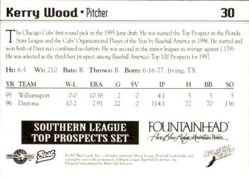 1997 Best Southern League Top Prospects #30 Kerry Wood Back
