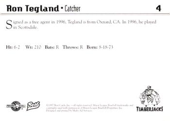 1997 Best Southern Oregon Timberjacks #4 Ron Tegland Back