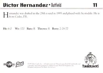 1997 Best Southern Oregon Timberjacks #11 Victor Hernandez Back