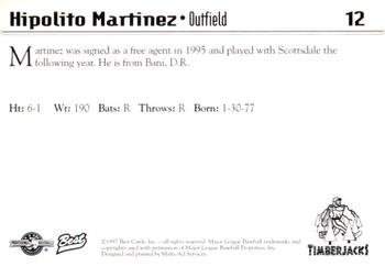 1997 Best Southern Oregon Timberjacks #12 Hipolito Martinez Back