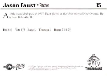 1997 Best Southern Oregon Timberjacks #15 Jason Faust Back