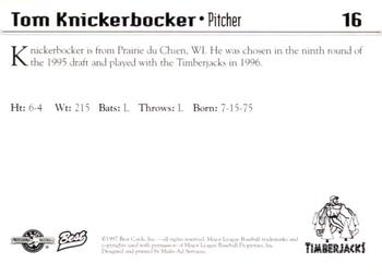 1997 Best Southern Oregon Timberjacks #16 Tom Knickerbocker Back