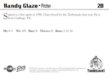 1997 Best Southern Oregon Timberjacks #20 Randy Glaze Back