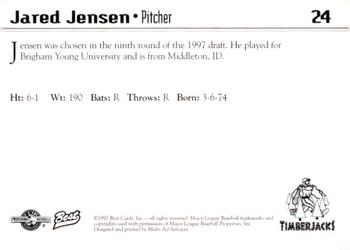 1997 Best Southern Oregon Timberjacks #24 Jared Jensen Back