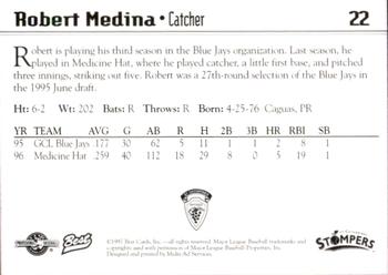 1997 Best St. Catharines Stompers #22 Robert Medina Back