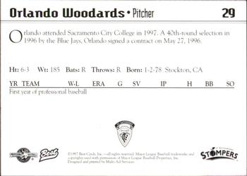 1997 Best St. Catharines Stompers #29 Orlando Woodards Back