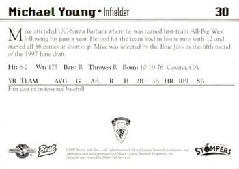 1997 Best St. Catharines Stompers #30 Michael Young Back
