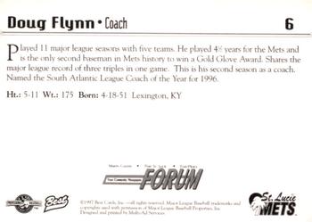 1997 Best St. Lucie Mets #6 Doug Flynn Back