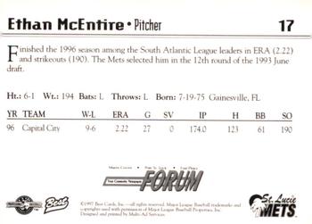 1997 Best St. Lucie Mets #17 Ethan McEntire Back