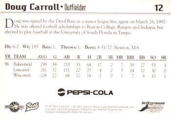 1997 Best St. Petersburg Devil Rays #12 Doug Carroll Back