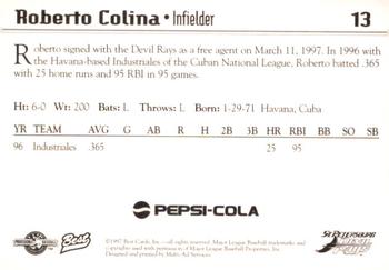 1997 Best St. Petersburg Devil Rays #13 Roberto Colina Back