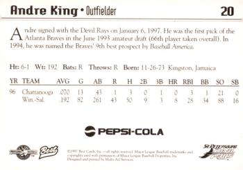 1997 Best St. Petersburg Devil Rays #20 Andre King Back