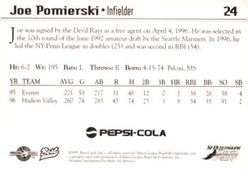 1997 Best St. Petersburg Devil Rays #24 Joe Pomierski Back