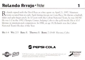 1997 Best St. Petersburg Devil Rays Update #1 Rolando Arrojo Back