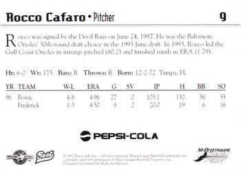 1997 Best St. Petersburg Devil Rays Update #9 Rocco Cafaro Back