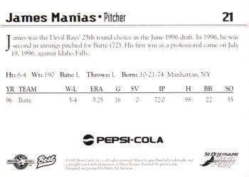 1997 Best St. Petersburg Devil Rays Update #21 James Manias Back