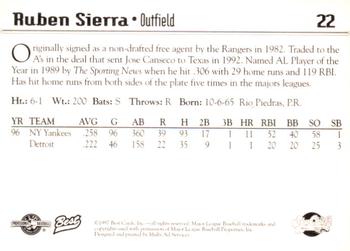 1997 Best Syracuse SkyChiefs #22 Ruben Sierra Back