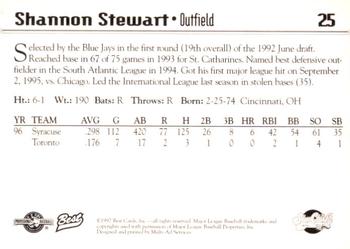1997 Best Syracuse SkyChiefs #25 Shannon Stewart Back