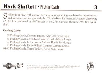 1997 Best Tampa Yankees #3 Mark Shiflett Back