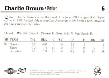 1997 Best Tampa Yankees #6 Charlie Brown Back