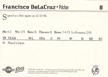 1997 Best Tampa Yankees #8 Francisco DeLaCruz Back